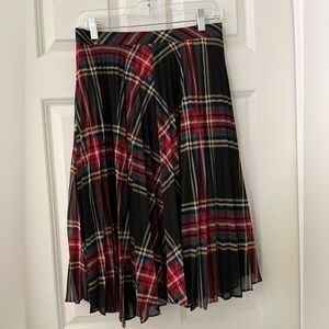 NWT J.Crew Pleated Midi Tartan Plaid Skirt Holiday Christmas Preppy size MP